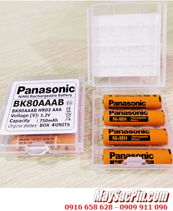 Panasonic BK80AAAB, Pin sạc 1.2v AAA750mAh Panasonic BK80AAAB chính hãng (Box 4viên)